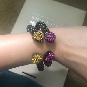 adjustable silver bracelet with crystals